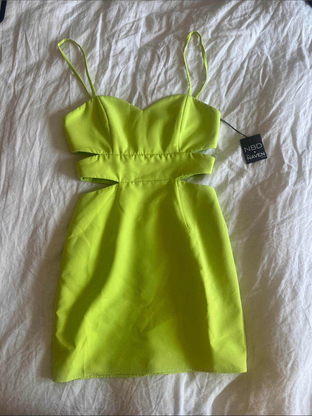 NBD Neon Lime Cutout Mini Dress